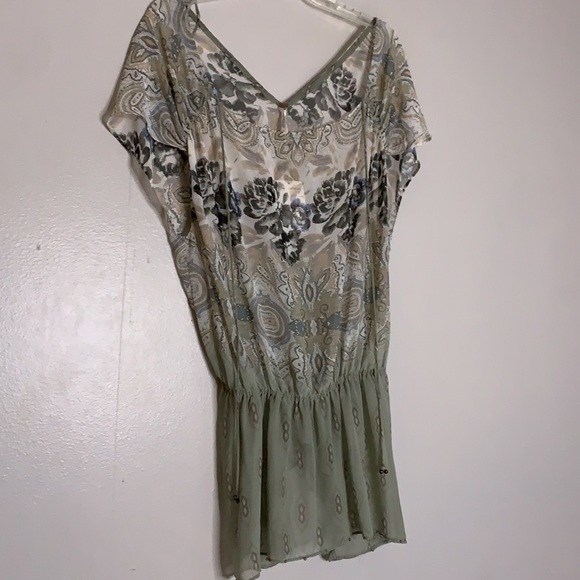 New Free People Ivory Combo Grey Paisley Bohemian tunic  top Small oversized nwt - Picture 6 of 10